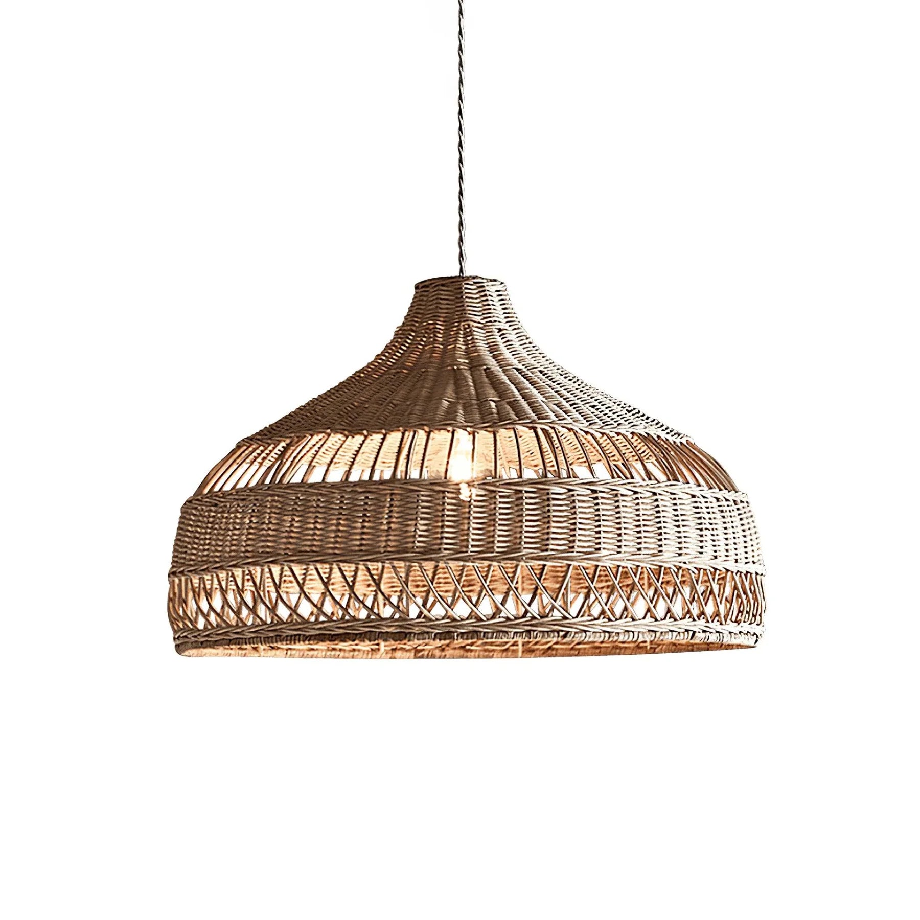 Artisanal Rattan Dome Pendant Lamp - Auraolight