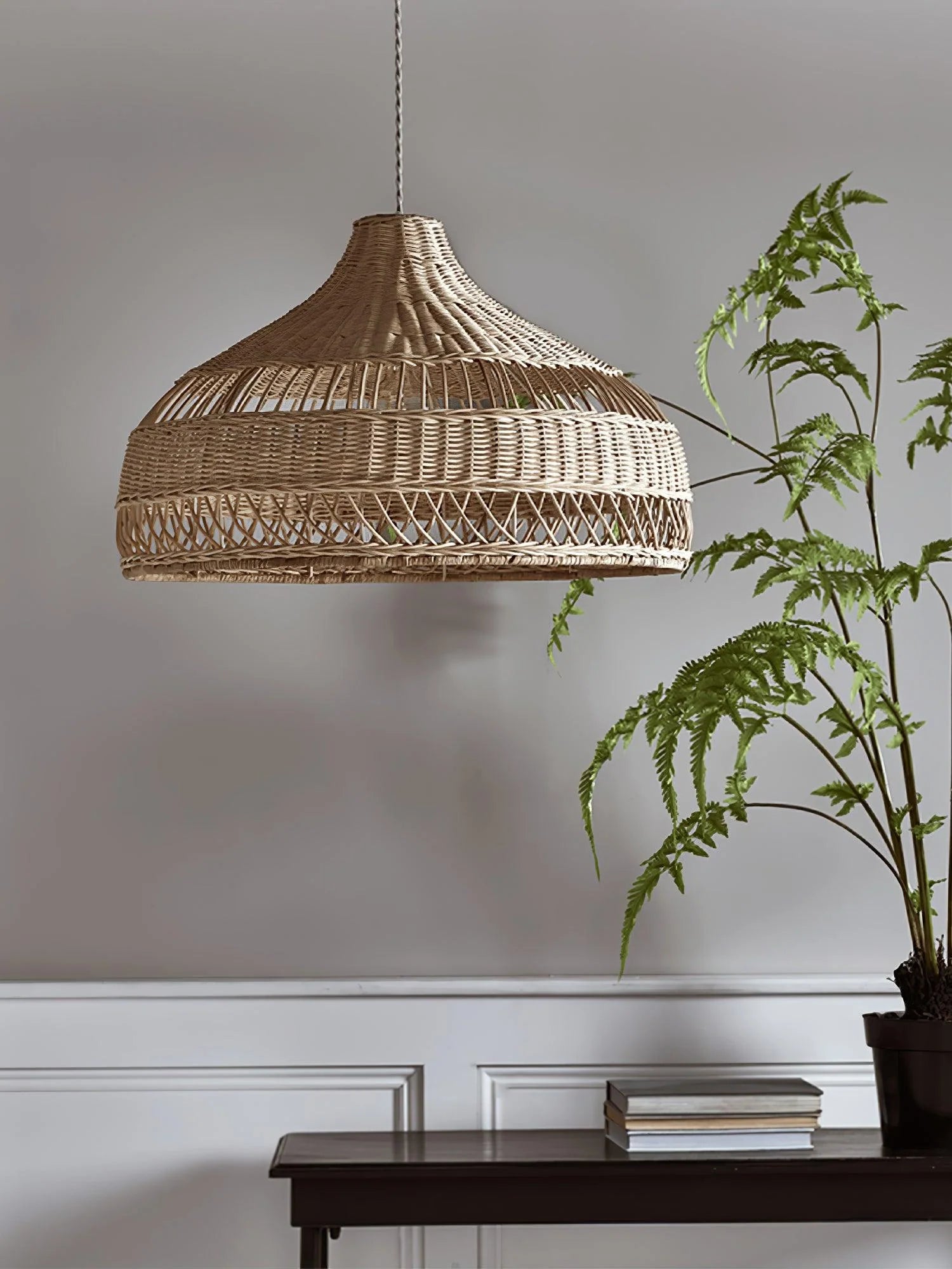 Artisanal Rattan Dome Pendant Lamp - Auraolight