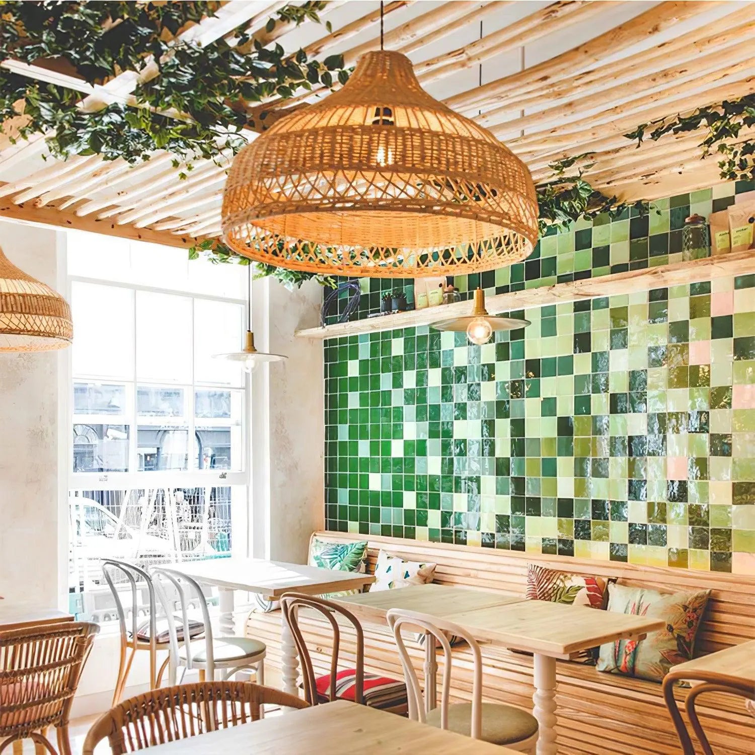 Artisanal Rattan Dome Pendant Lamp - Auraolight