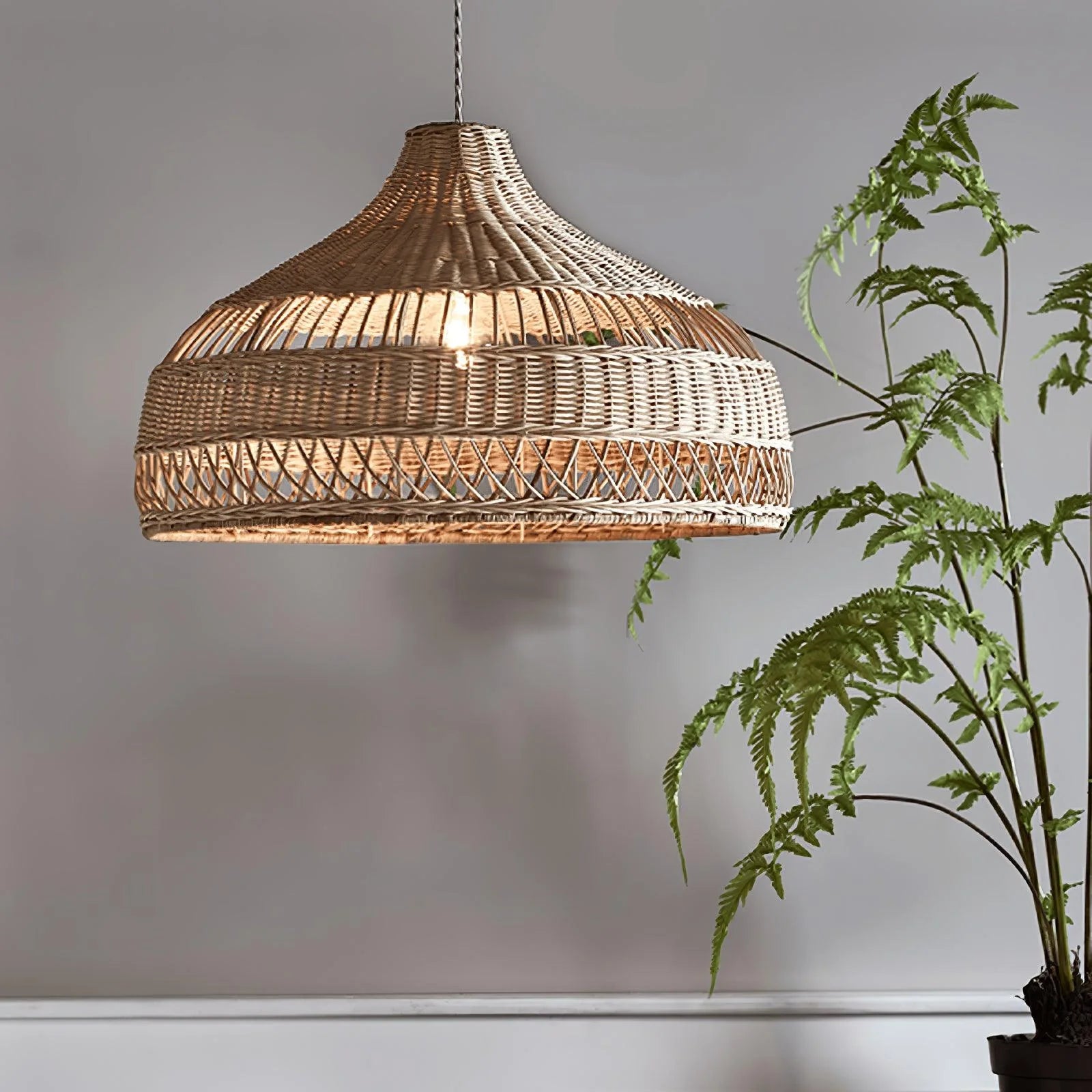 Artisanal Rattan Dome Pendant Lamp - Auraolight