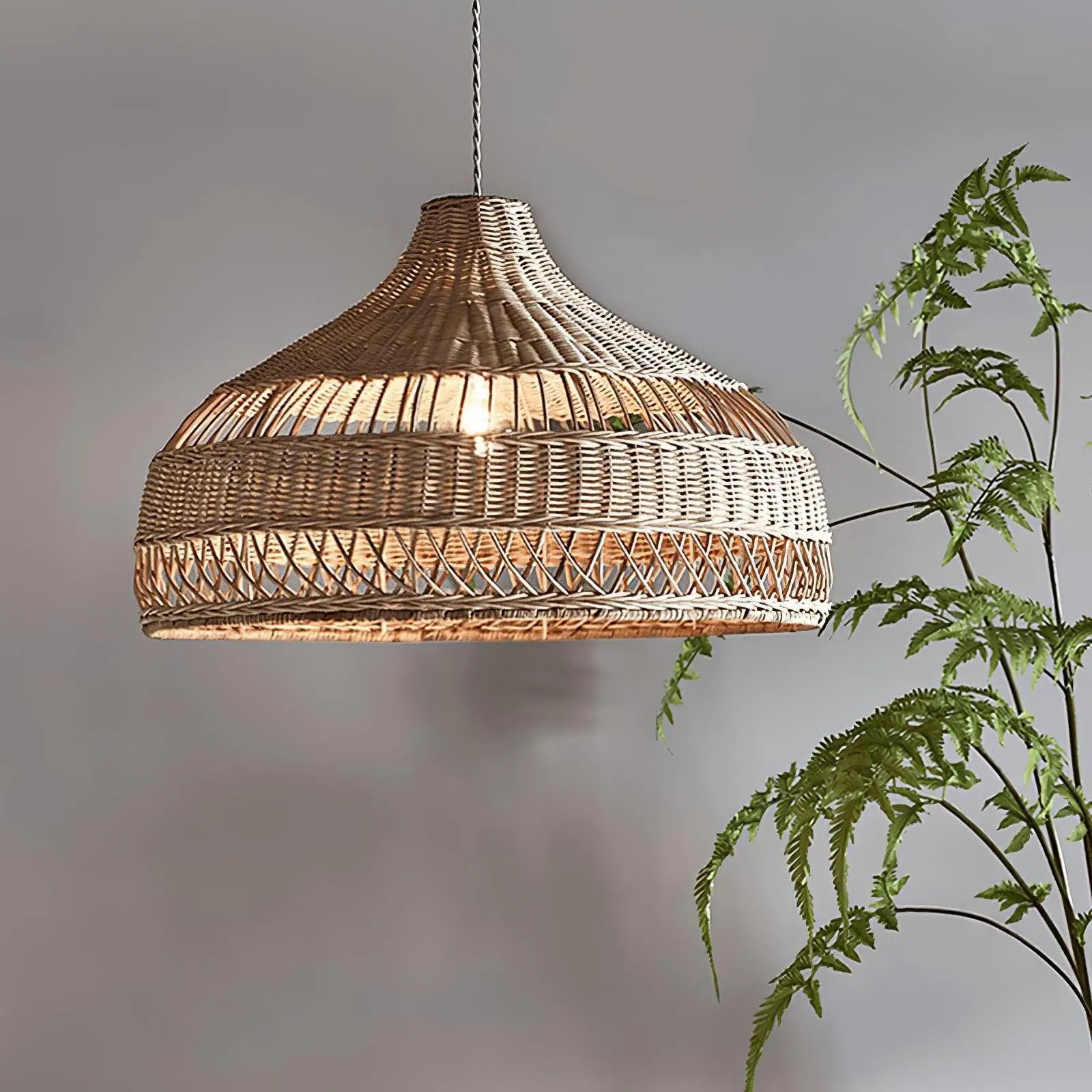 Artisanal Rattan Dome Pendant Lamp - Auraolight