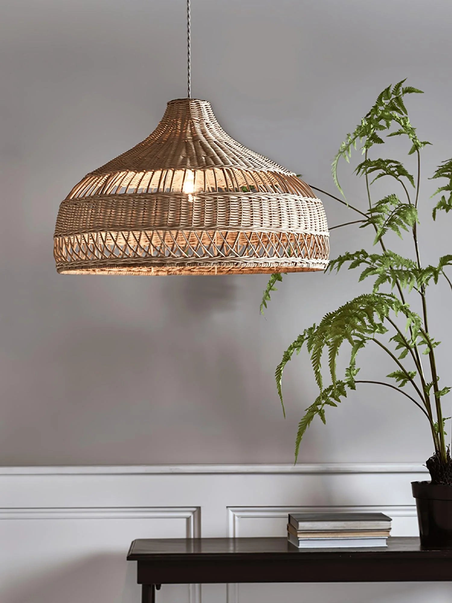 Artisanal Rattan Dome Pendant Lamp - Auraolight