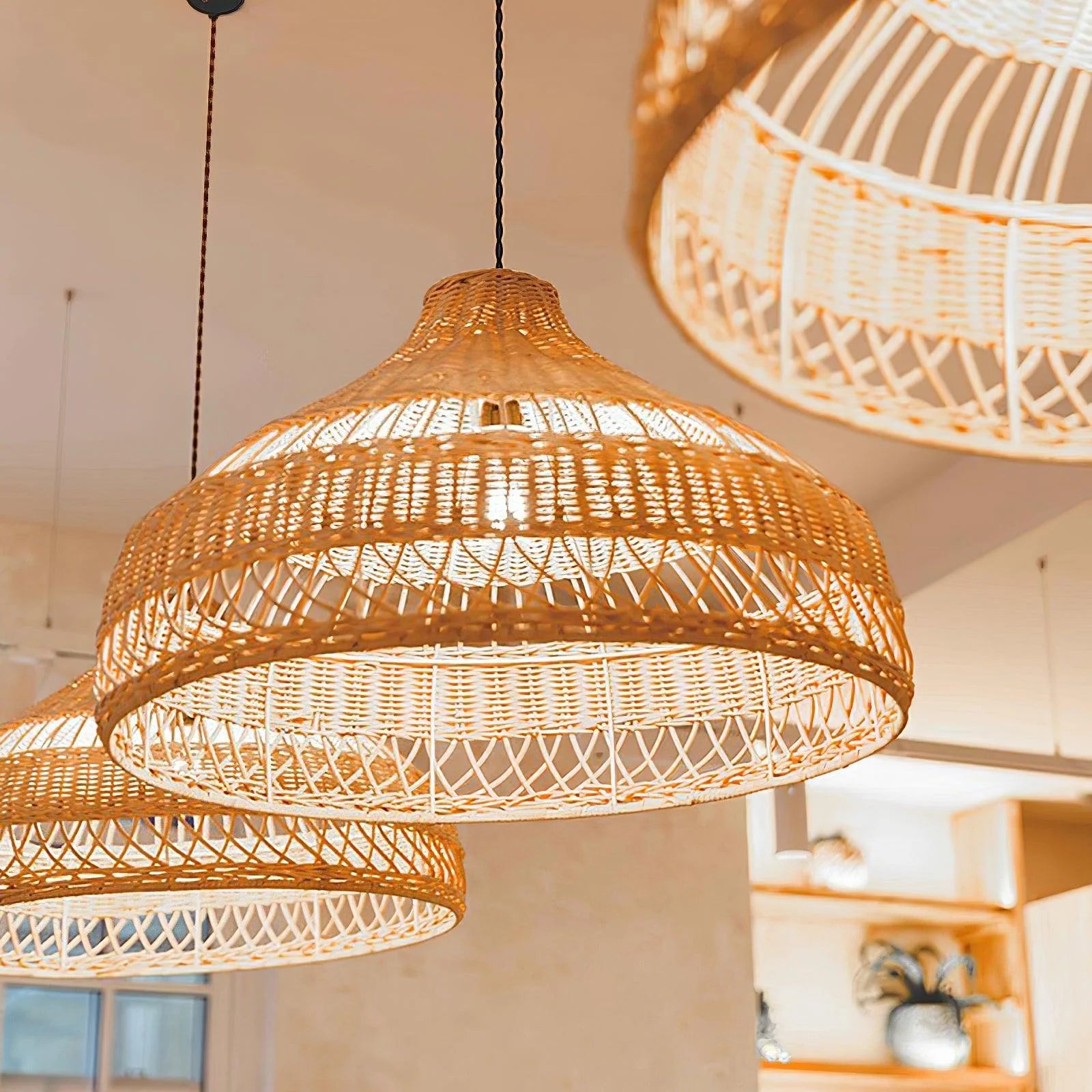 Artisanal Rattan Dome Pendant Lamp - Auraolight