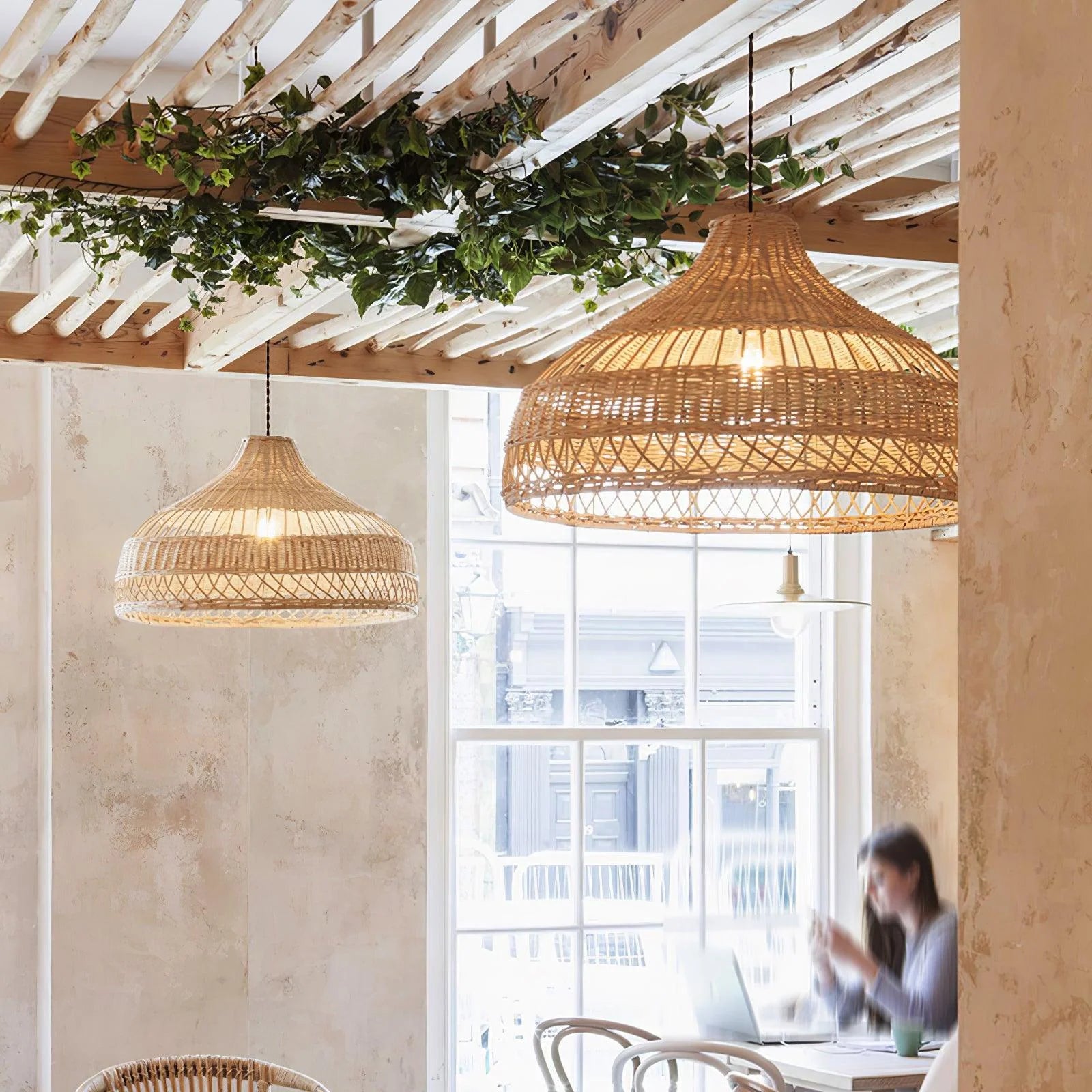Artisanal Rattan Dome Pendant Lamp - Auraolight