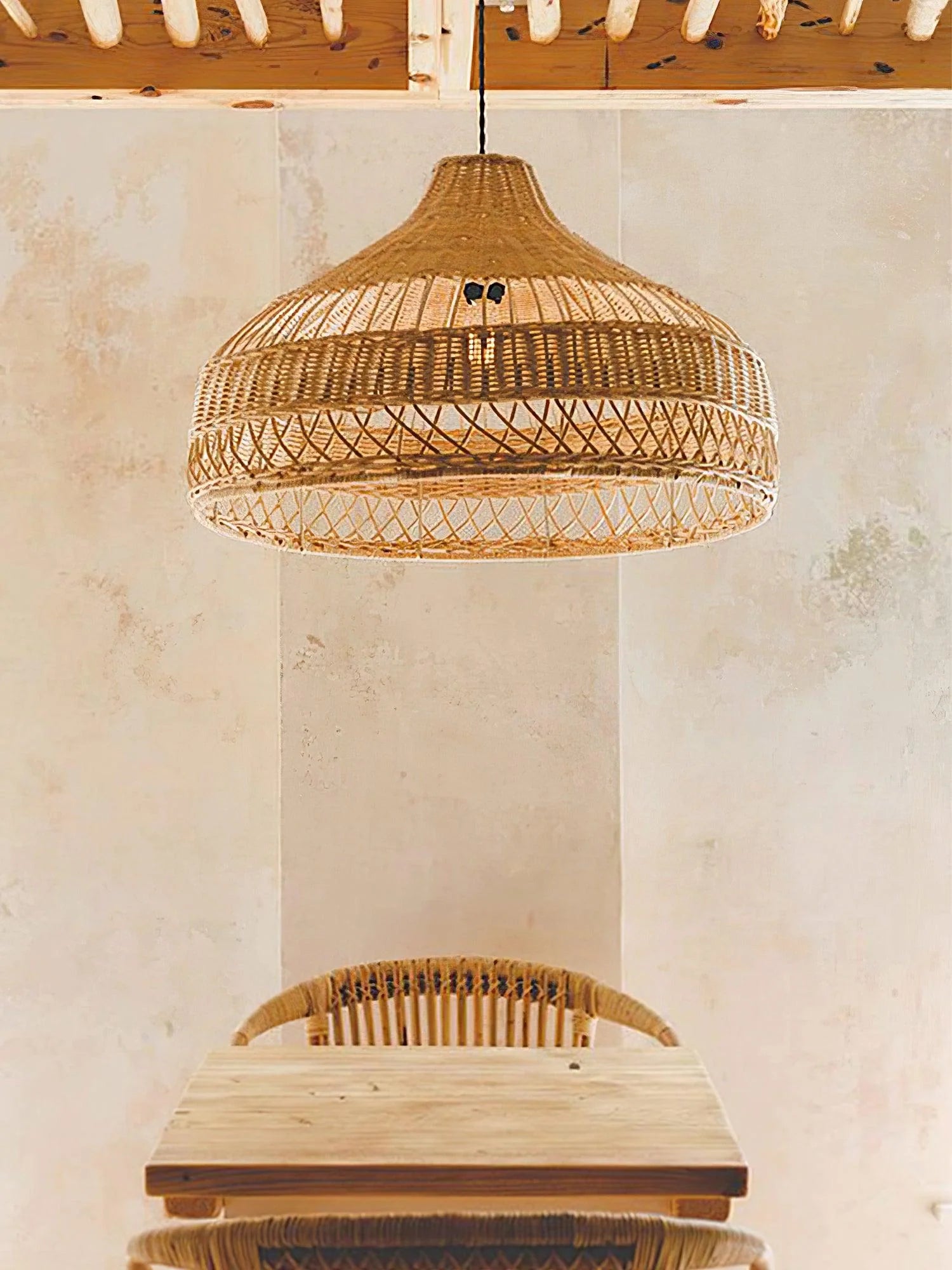 Artisanal Rattan Dome Pendant Lamp - Auraolight