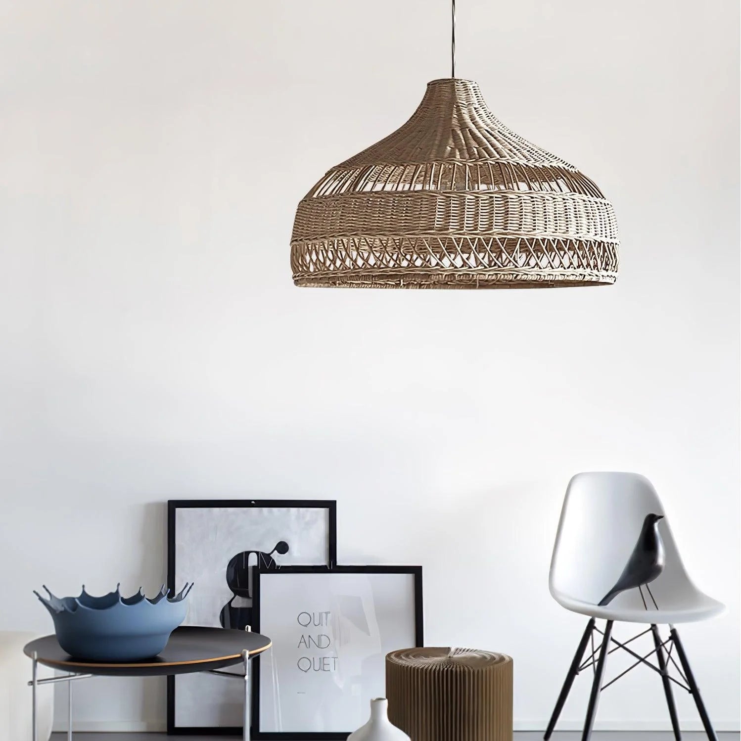 Artisanal Rattan Dome Pendant Lamp - Auraolight
