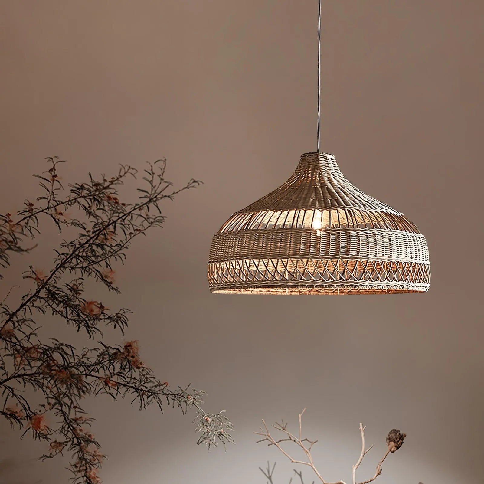 Artisanal Rattan Dome Pendant Lamp - Auraolight