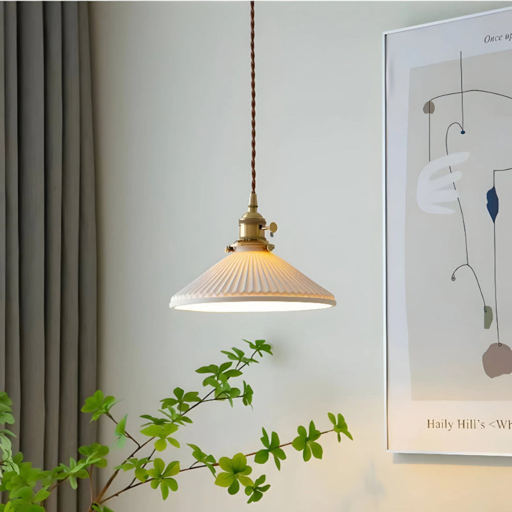 Ceramic Pleated Pendant Lamp - Auraolight