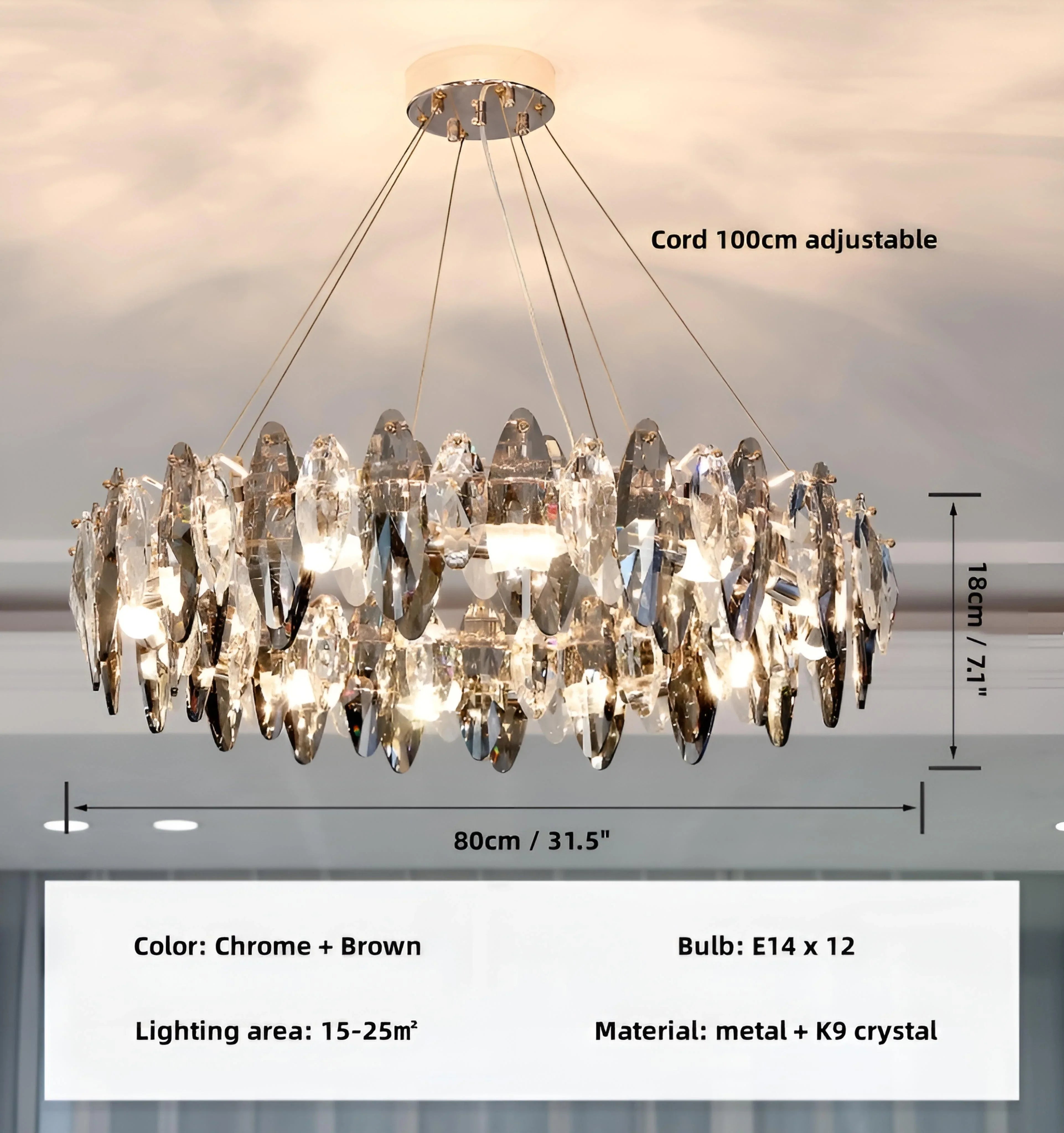 Jonas Crystal Chandelier - Auraolight