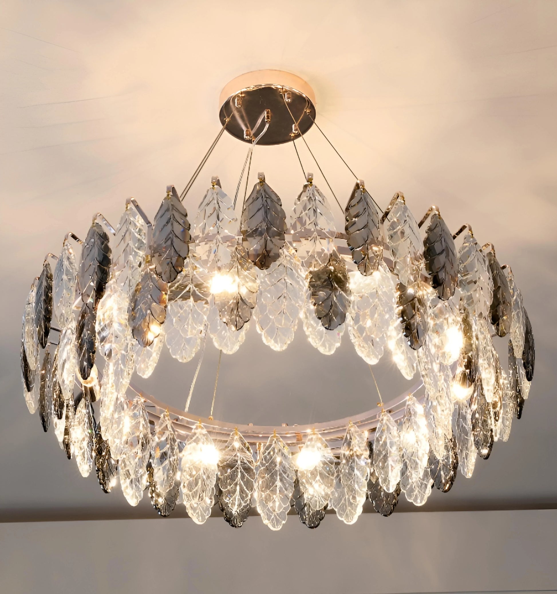 Jonas Leaf Crystal Chandelier - Auraolight