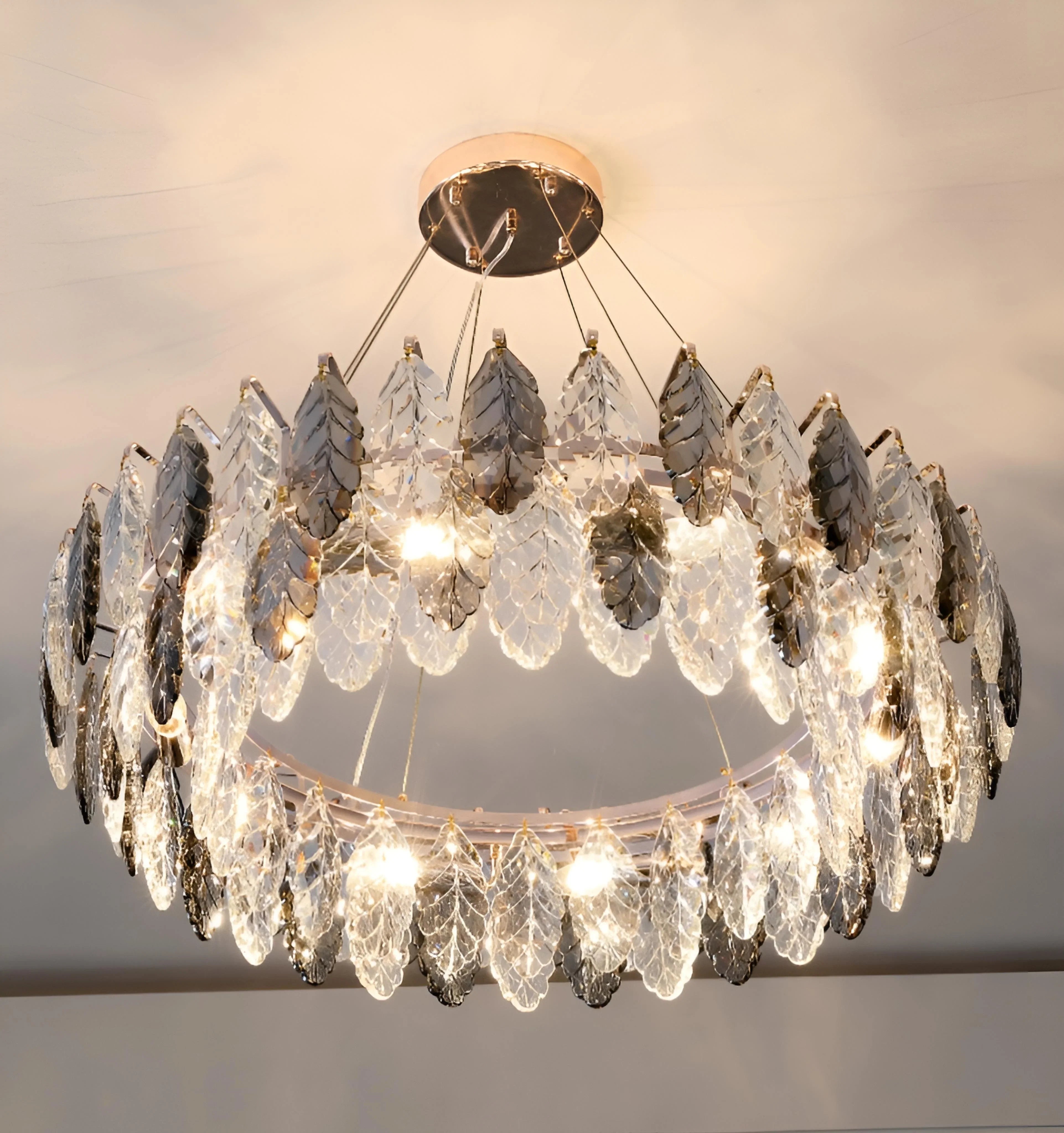 Jonas Leaf Crystal Chandelier - Auraolight