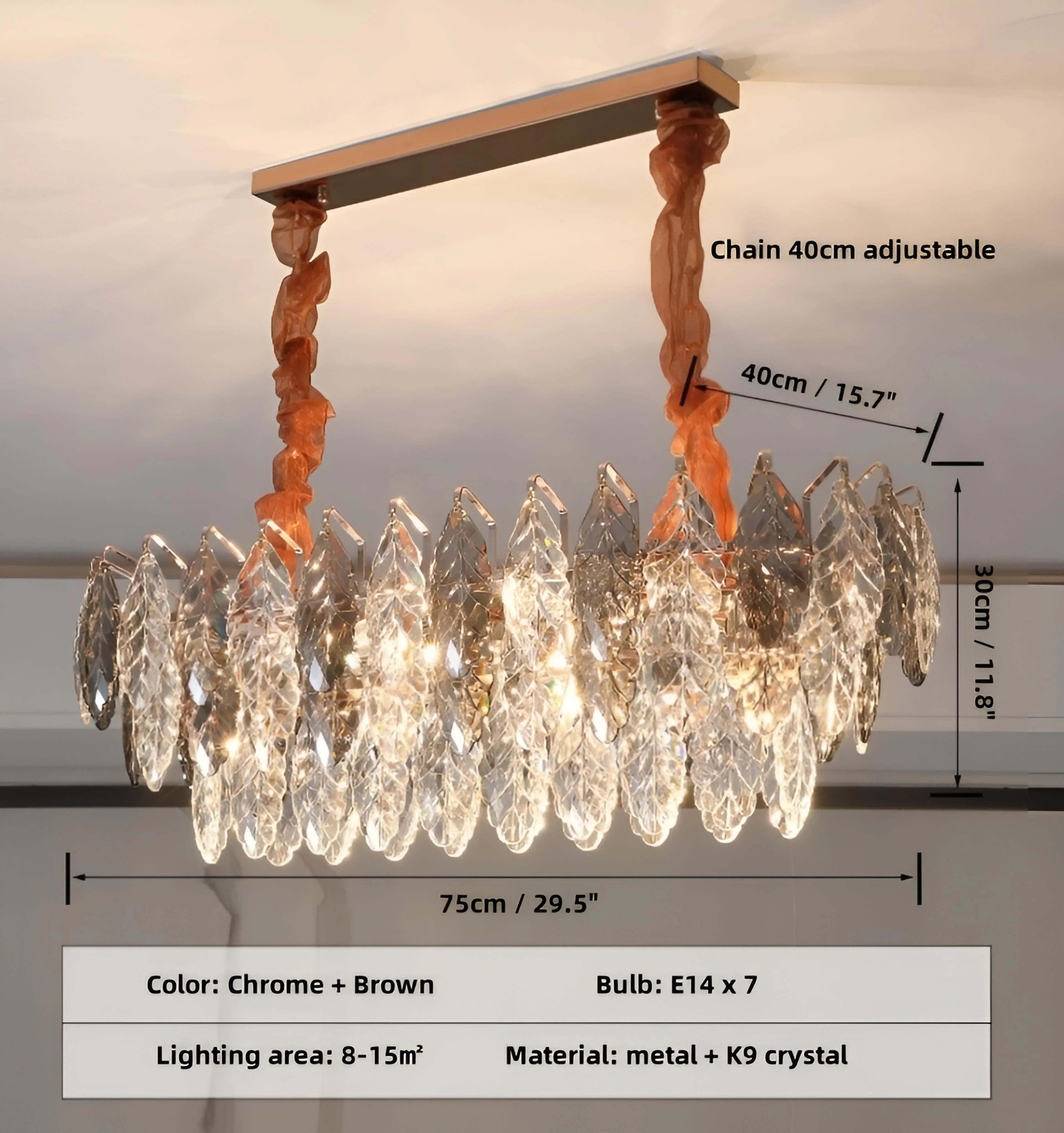 Jonas Leaf Crystal Chandelier - Auraolight