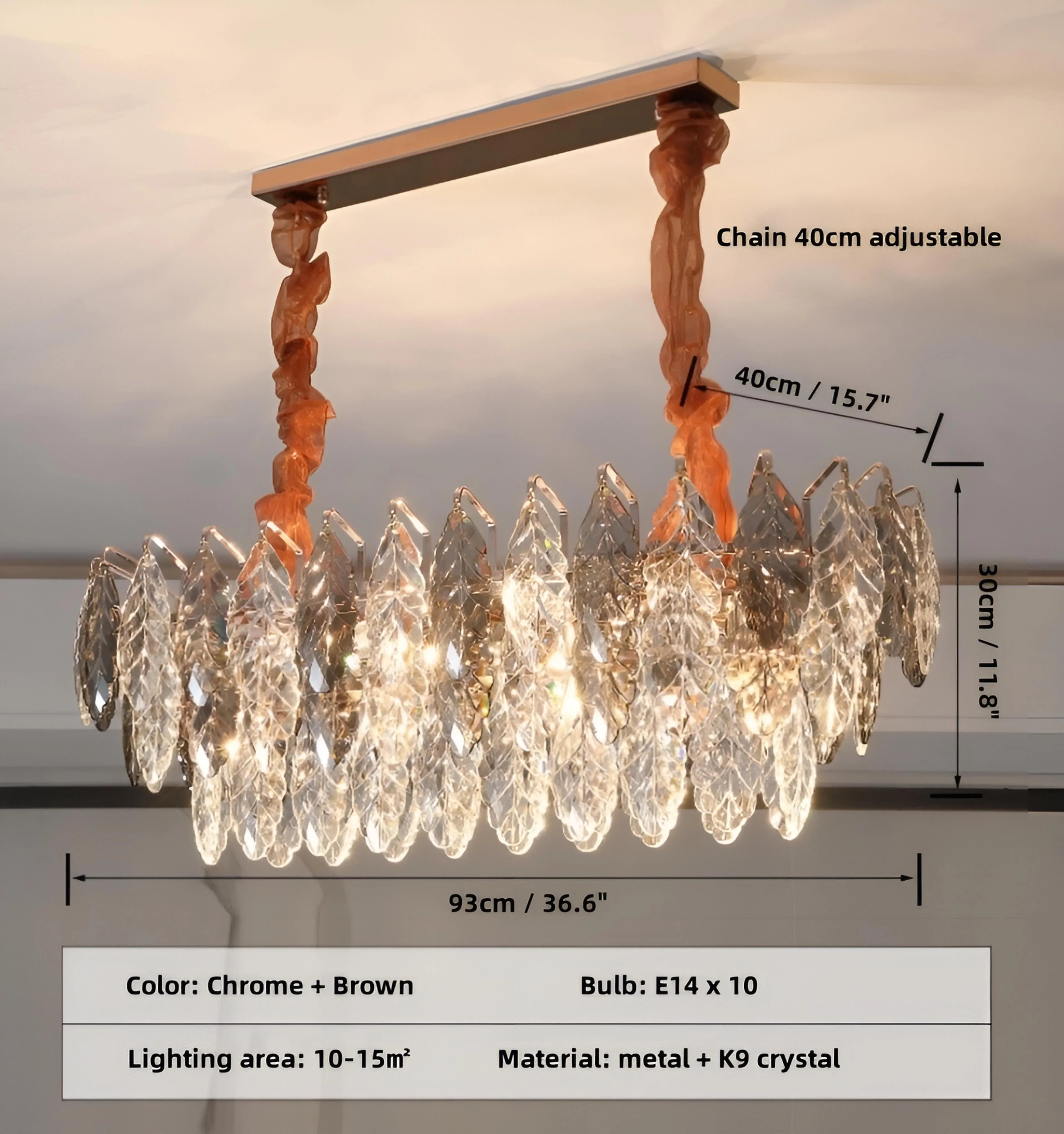 Jonas Leaf Crystal Chandelier - Auraolight