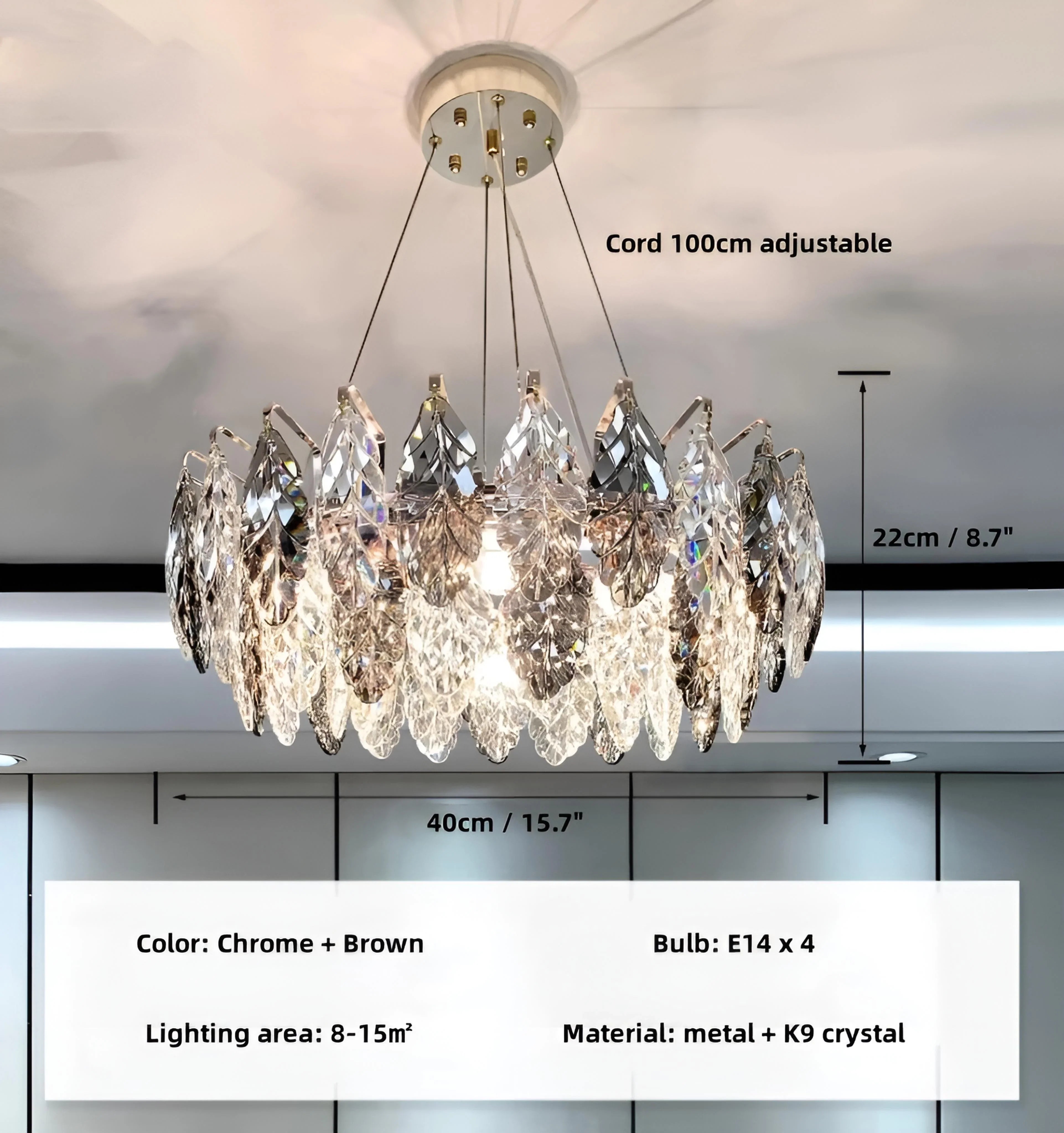 Jonas Leaf Crystal Chandelier - Auraolight