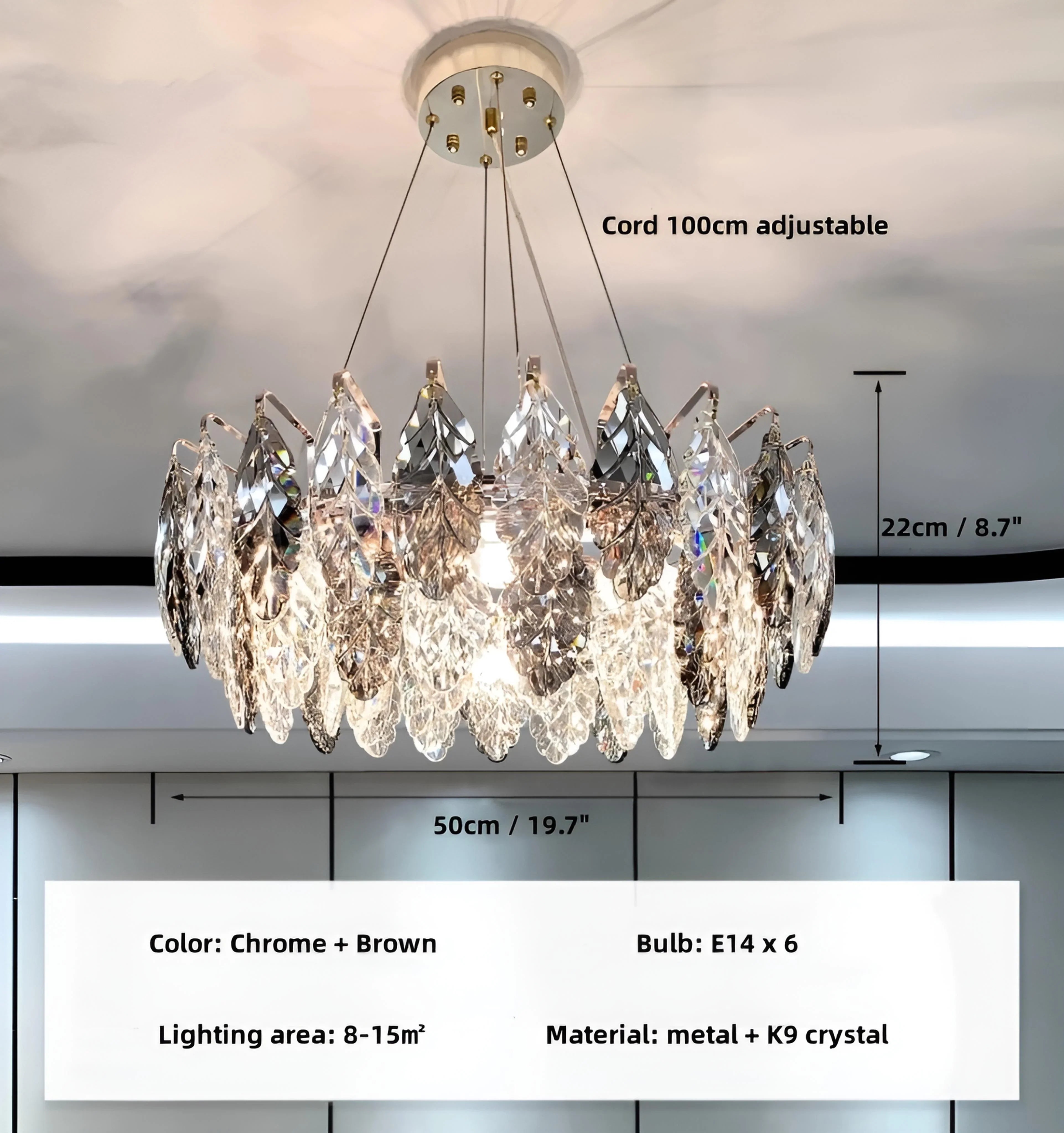 Jonas Leaf Crystal Chandelier - Auraolight