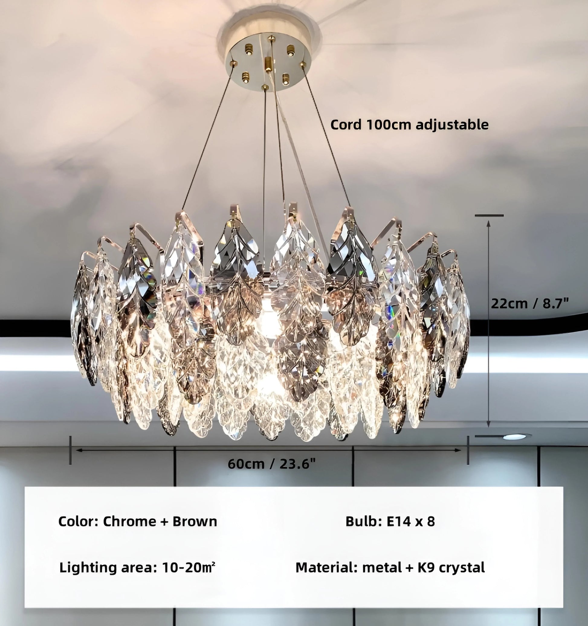 Jonas Leaf Crystal Chandelier - Auraolight