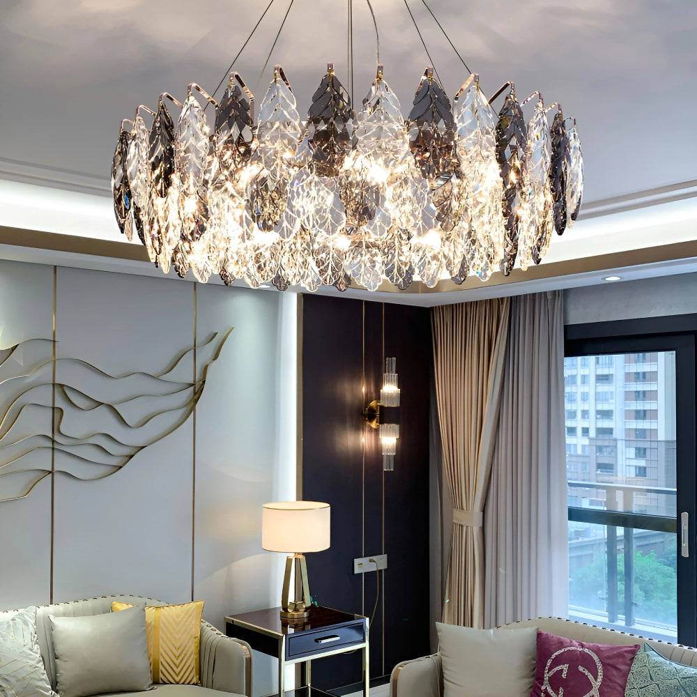 Jonas Leaf Crystal Chandelier - Auraolight