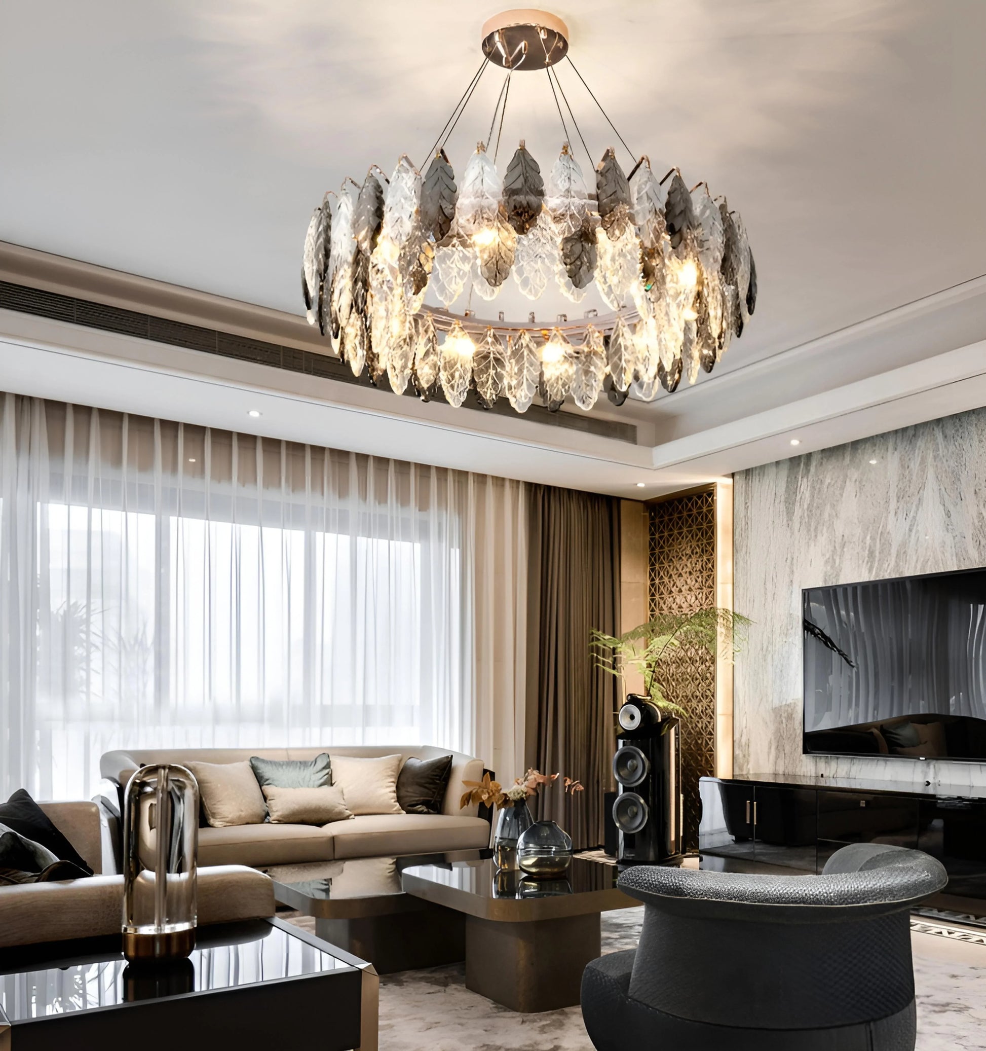 Jonas Leaf Crystal Chandelier - Auraolight