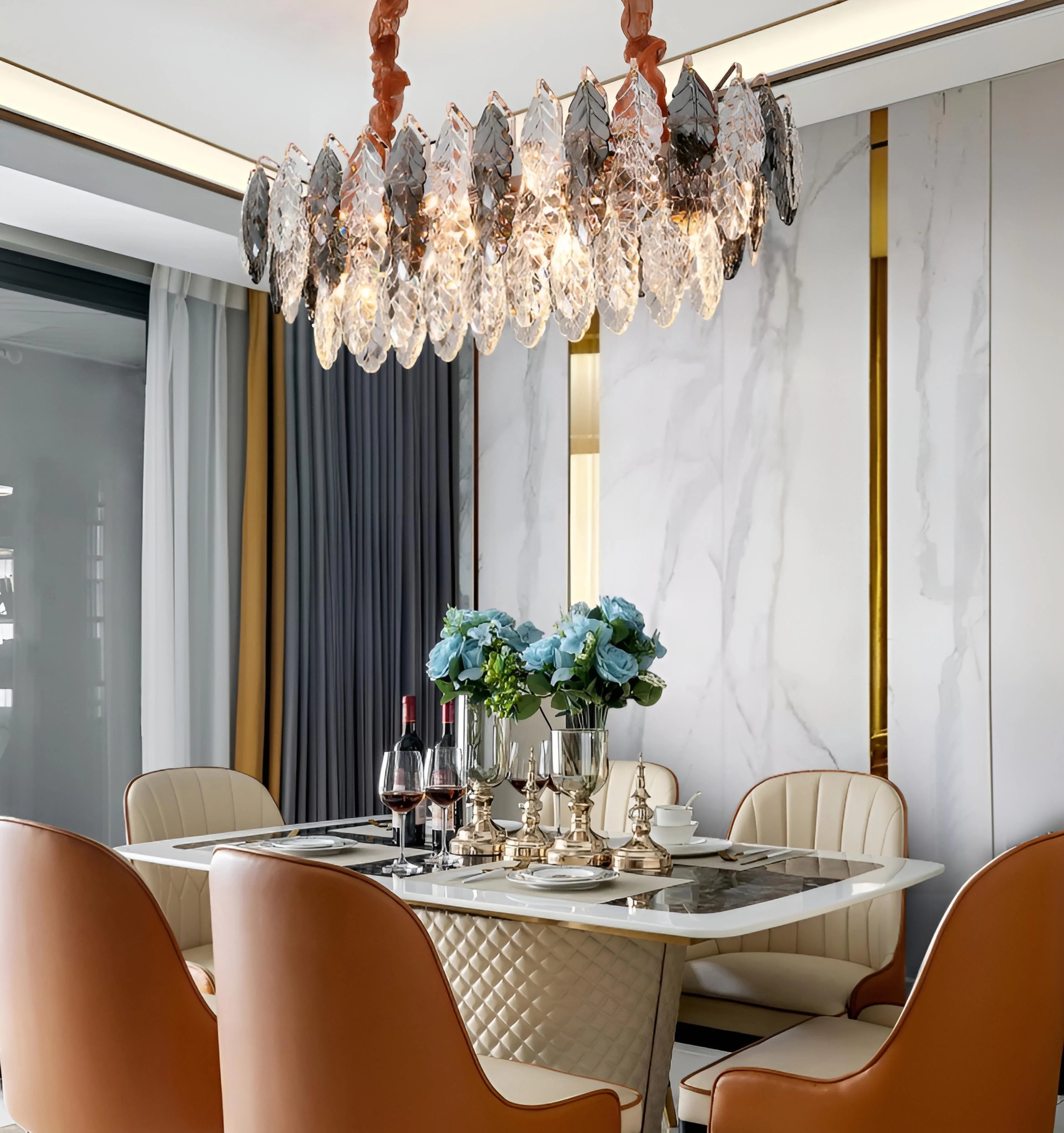 Jonas Leaf Crystal Chandelier - Auraolight