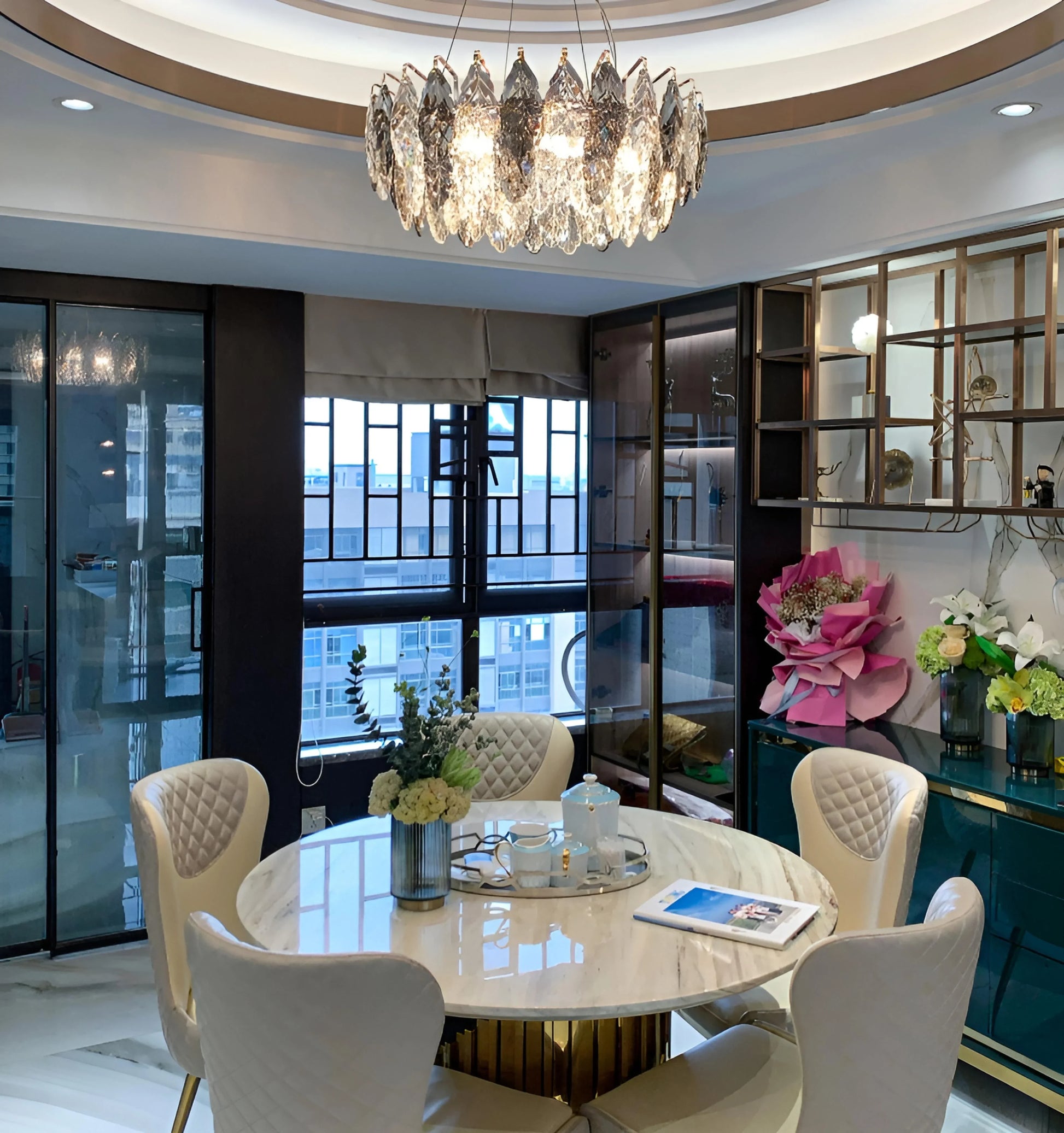 Jonas Leaf Crystal Chandelier - Auraolight