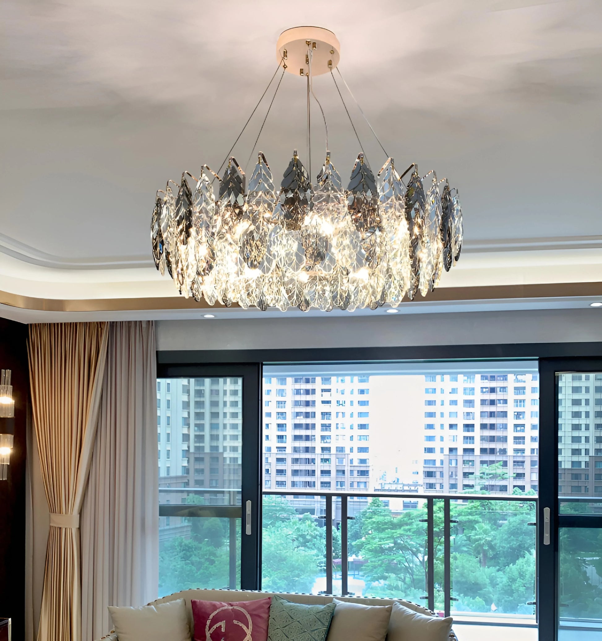 Jonas Leaf Crystal Chandelier - Auraolight