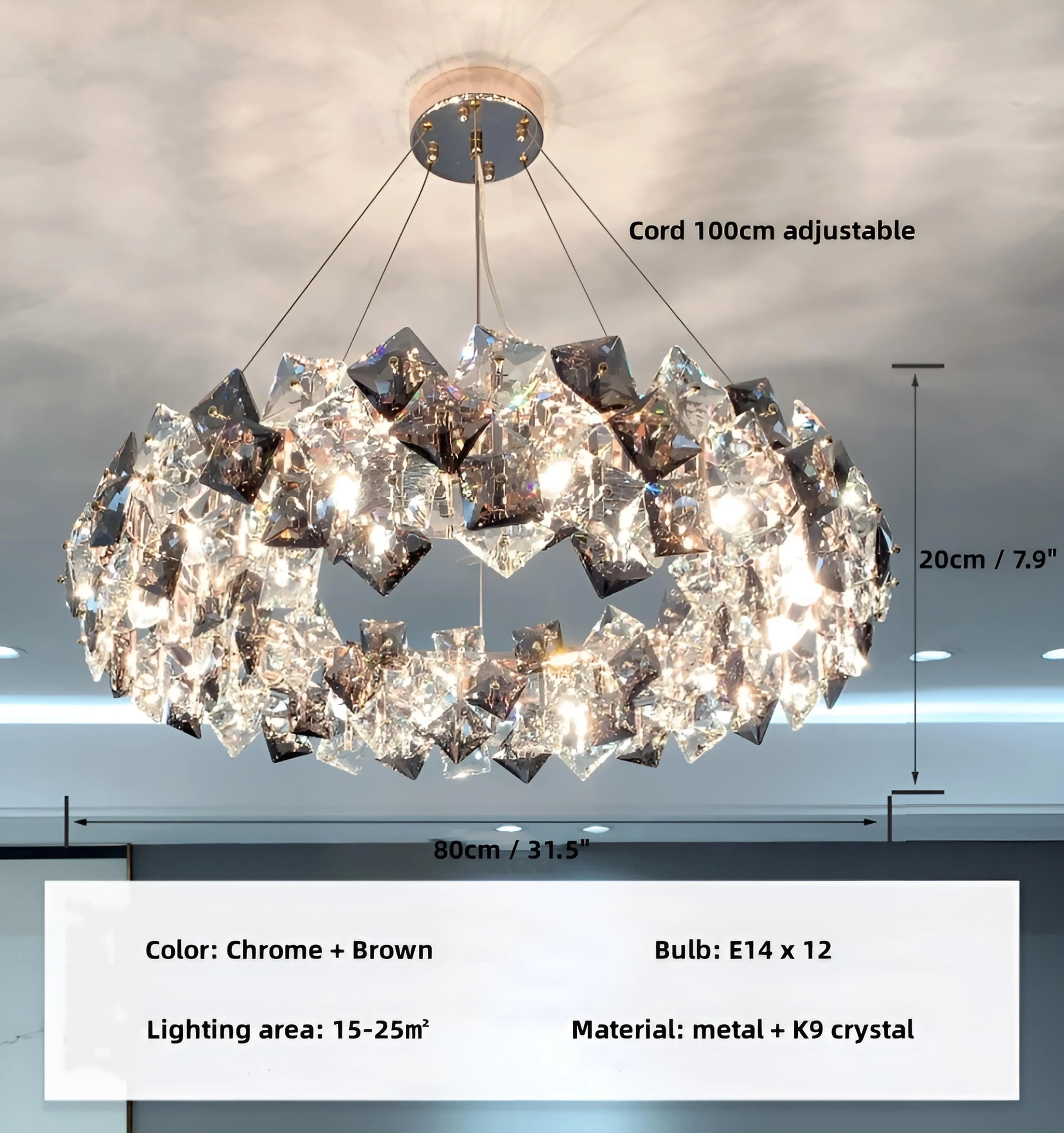 Jonas Scale Crystal Chandelier - Auraolight