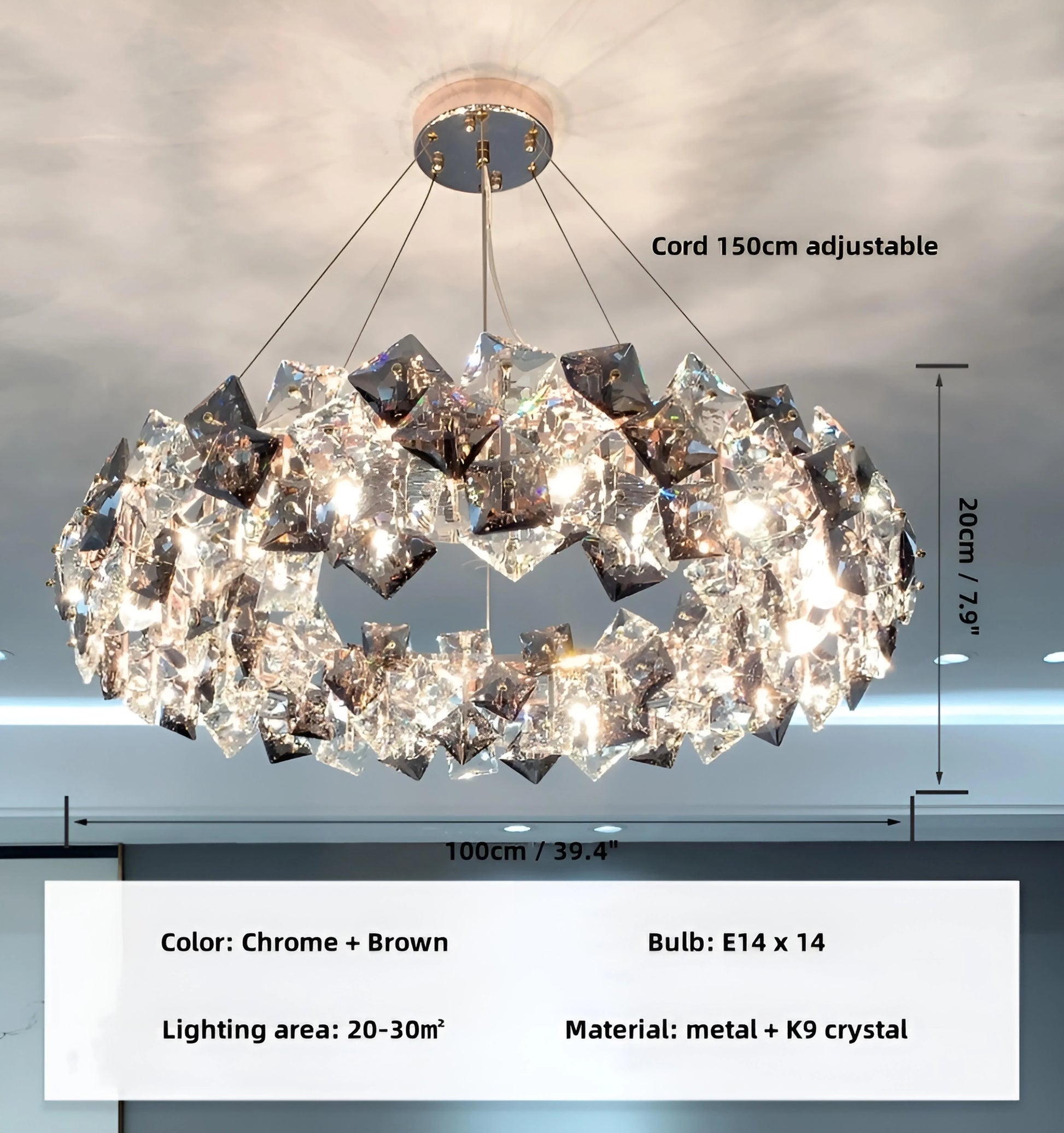 Jonas Scale Crystal Chandelier - Auraolight