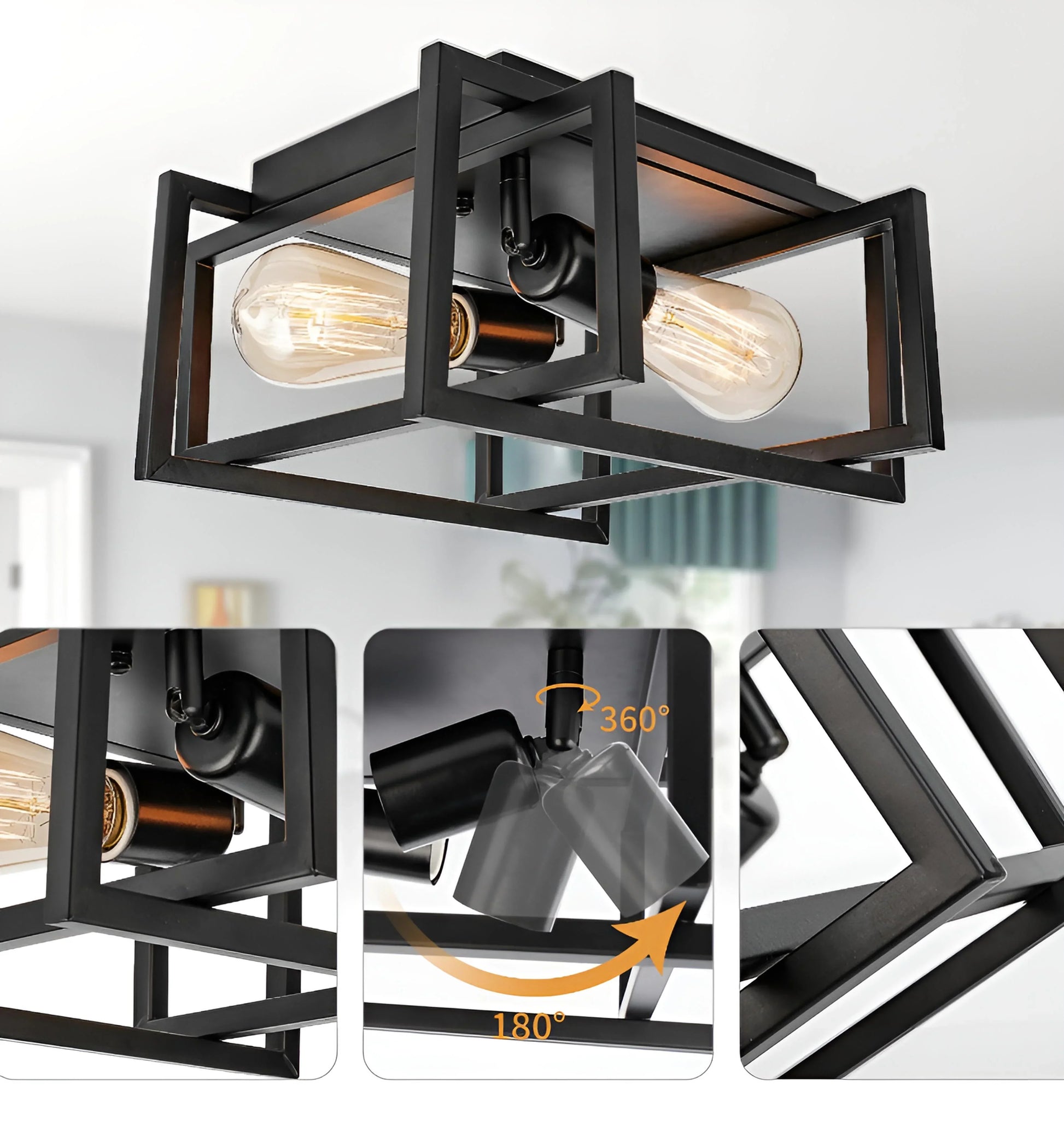 Square Iron Ceiling Light - Auraolight
