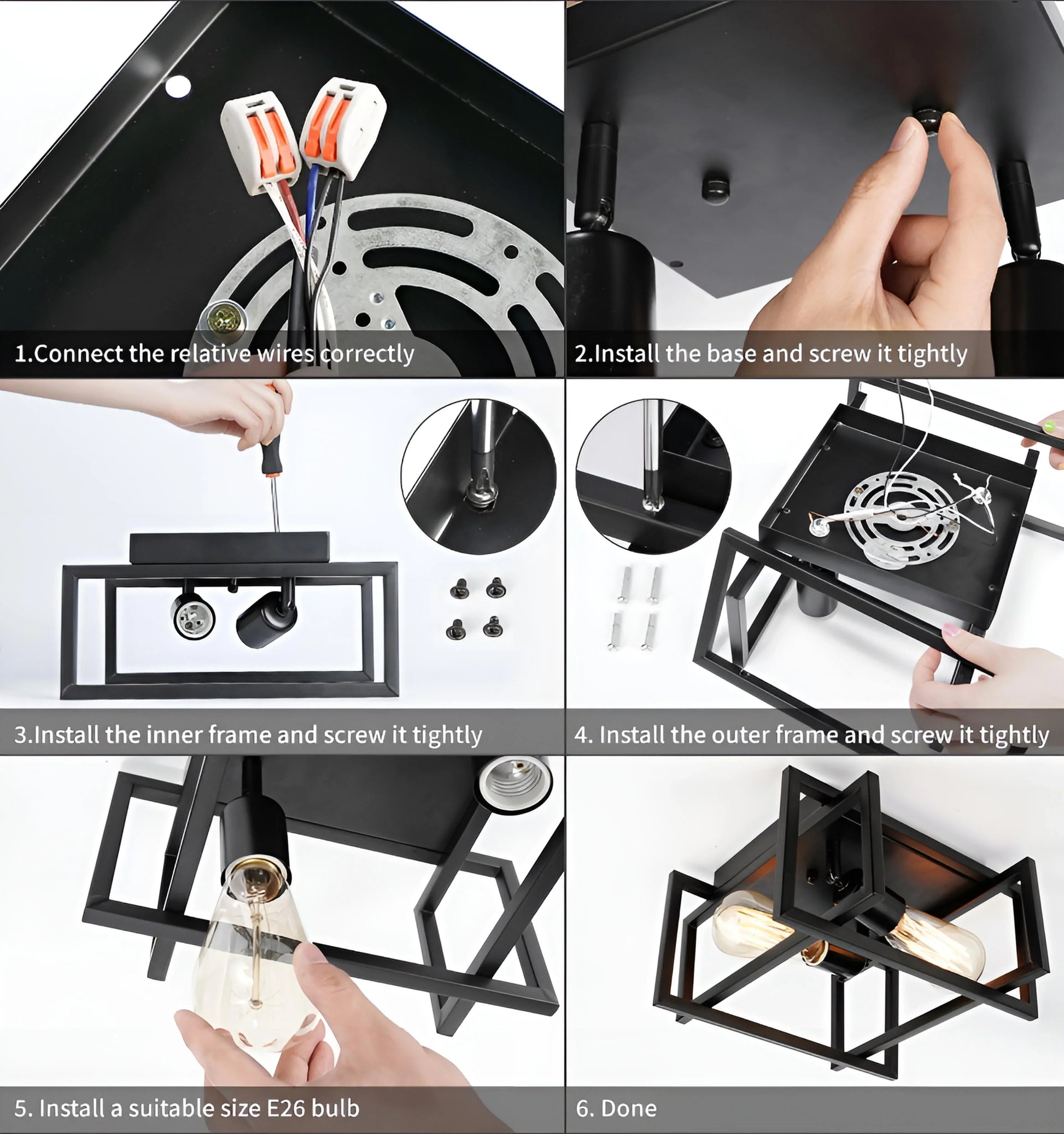 Square Iron Ceiling Light - Auraolight